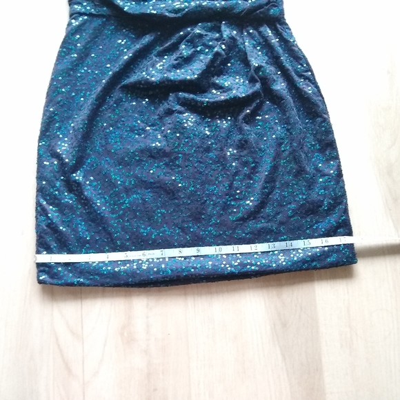 Love Reign Sequined Metallic Blue Tank Strap Lined Bodycon Mini Dress, Medium - Picture 10 of 13